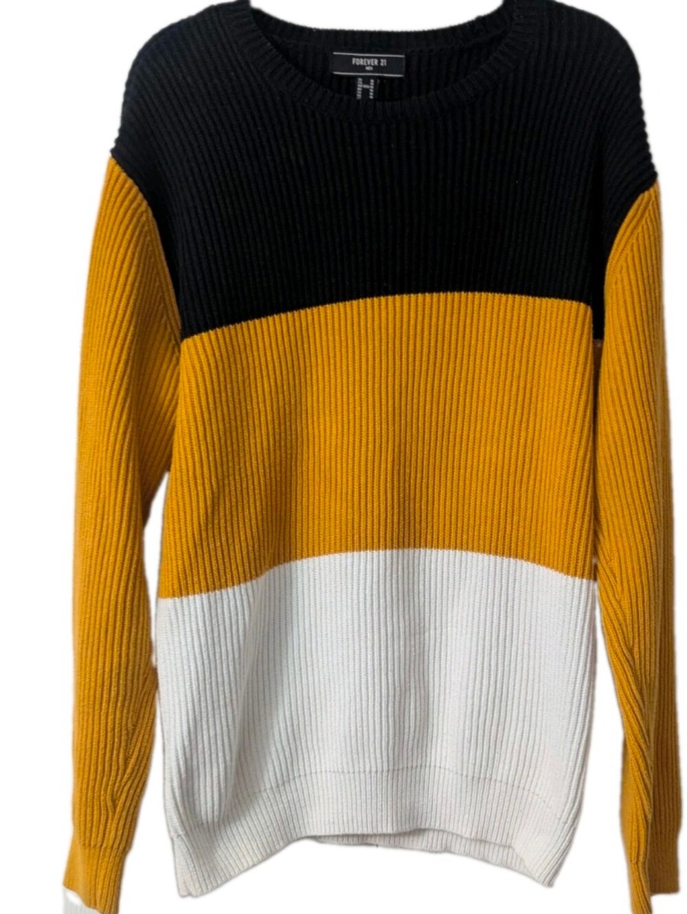 Men's Sweater Forever 21 Crewneck sz Med Yellow Black White